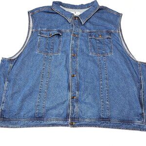 LIBERTY BLUES Mens Blue Denim Vest Size 7XL